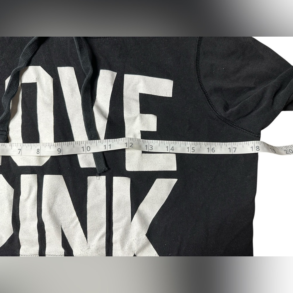 Victoria’s Secret PINK Love Pink Black Hoodie Sweatshirt Women’s Medium - Picture 5 of 5